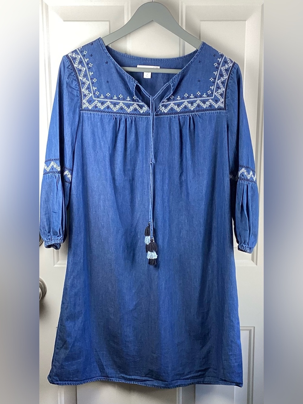 Westport Blue Embroidered Peasant Mini Dress